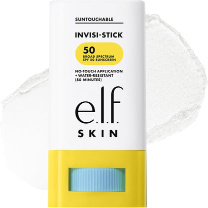 e.l.f. Suntouchable Invisi-Stick SPF 50, Face Sunscreen Stick, Waterproof, No White Haze, Non-greasy Feel, Bisabolol and Sunflower Seed Oil, Vegan and Cruelty Free