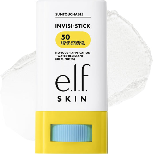 e.l.f. Suntouchable Invisi-Stick SPF 50, Face Sunscreen Stick, Waterproof, No White Haze, Non-greasy Feel, Bisabolol and Sunflower Seed Oil, Vegan and Cruelty Free