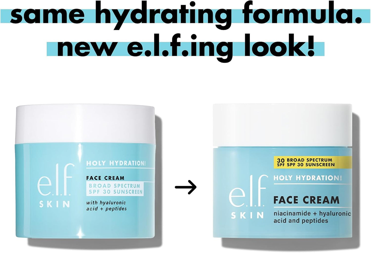 e.l.f. Holy Hydration! Face Cream, Broad Spectrum SPF 30 sunscreen, moisturizes and softens the skin, absorbs quickly and is super hydrating, 53 ml