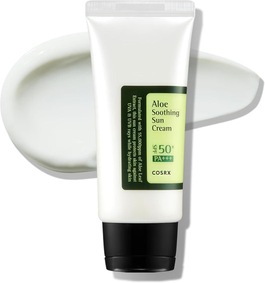 COSRX Korean Skincare Aloe Soothing Sun Cream SPF 50, Moisturising Sun Cream with Aloe Vera, for All Skin Types, Face and Body