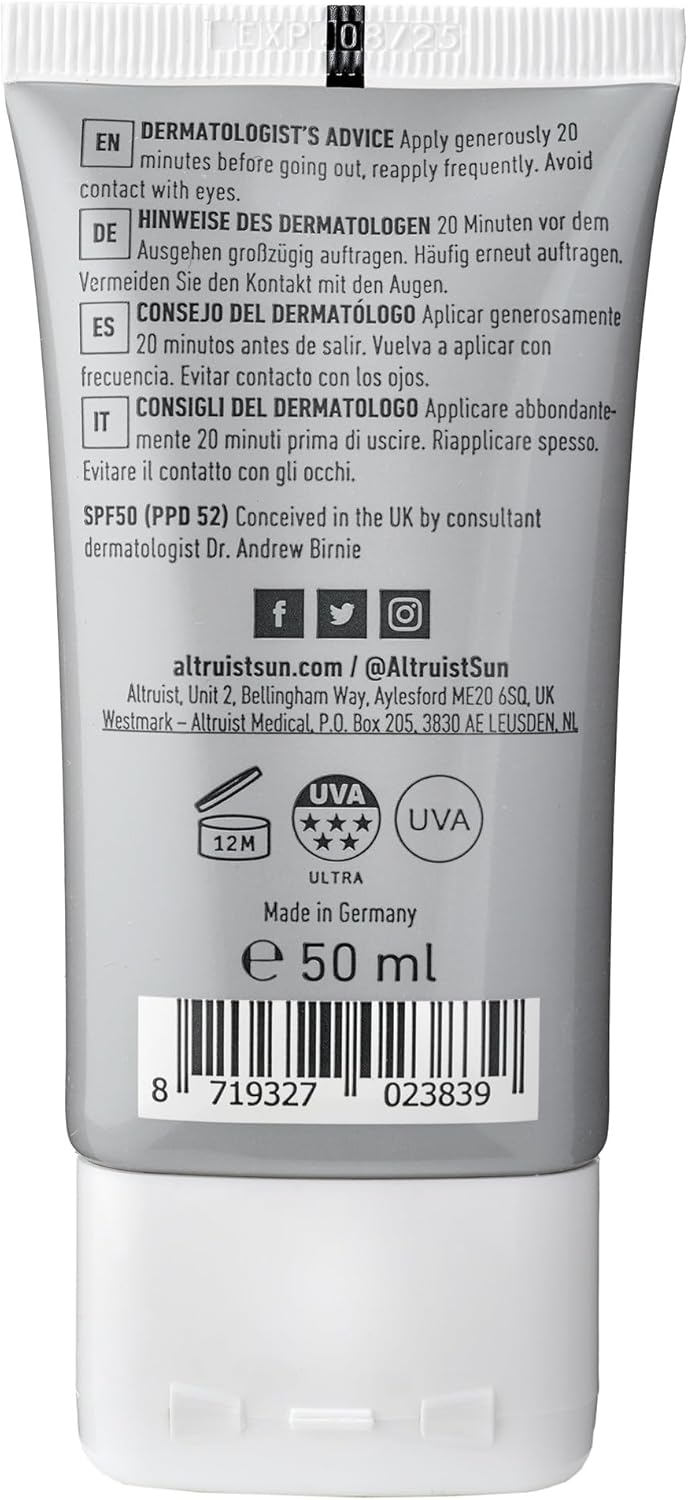 Altruist Sunscreen Face Fluid SPF50 50ml